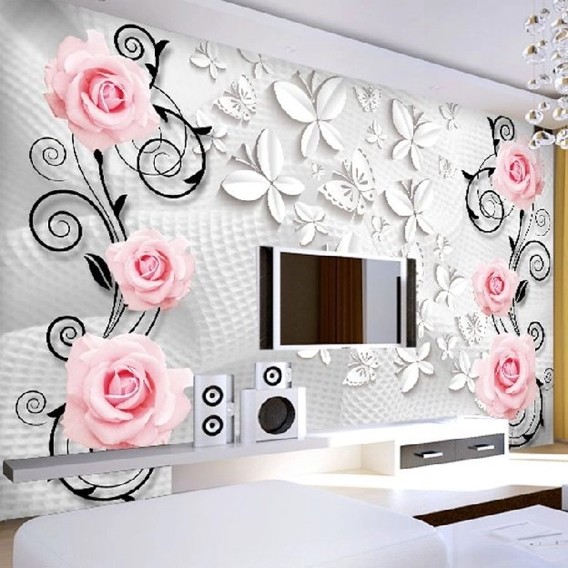 Pasang wallpaper dinding 3d custom toko jual dan pesan hordeng murah rollerblind vertikal blind