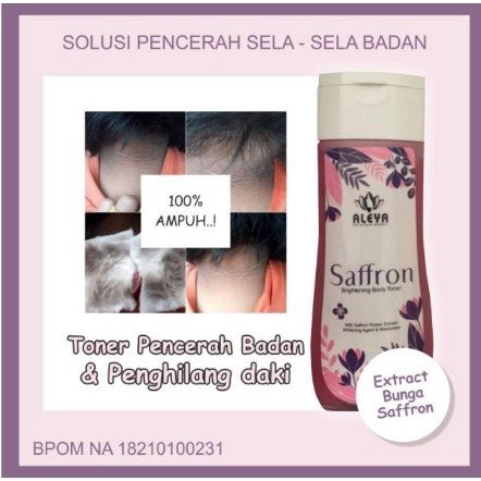 Toner Badan Whitening Aleya Penghilang Bekas Luka Toner Pemutih Kulit Saffron Toner Glowing Bpom I I