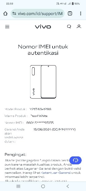 VIVO Y21T RAM 8/128 MASIH DALAM GARANSI