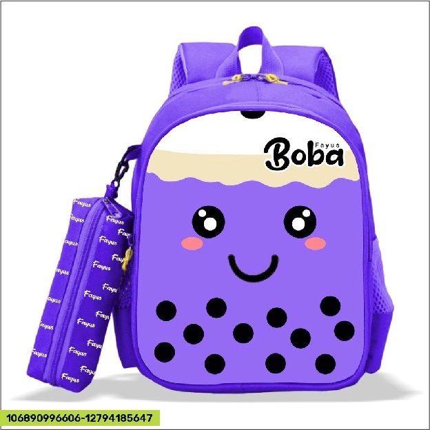 RANSEL ANAK KULIT BOBA RANSEL ANAK TEBAL MOTIF BOBA