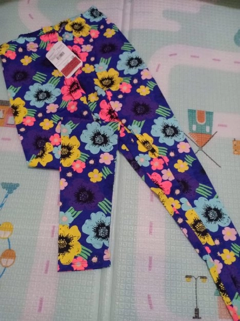 New Legging Anak Warna Biru Motif Bunga