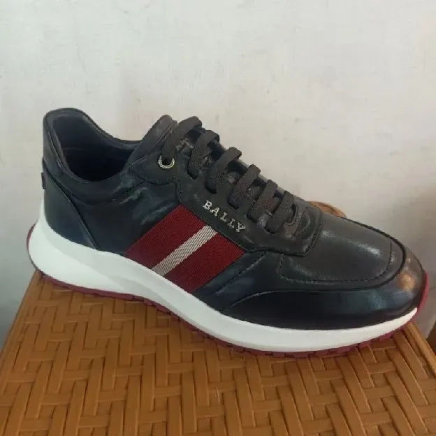 Sepatu Bally Sneaker Logo merah putih Sepatu Pria Kulit