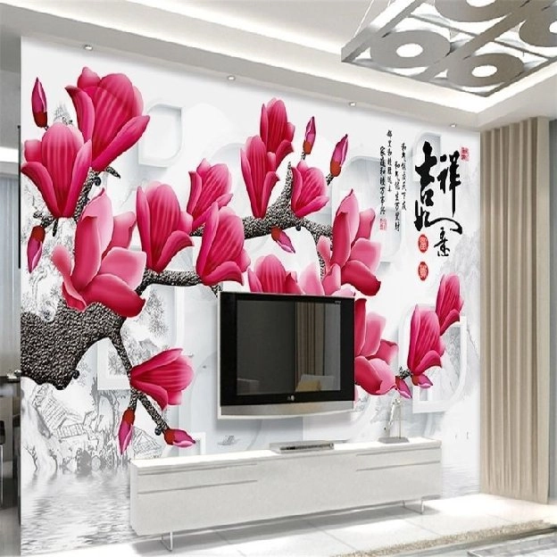 Pasang wallpaper dinding 3d custom toko jual dan pesan hordeng murah rollerblind vertikal blind