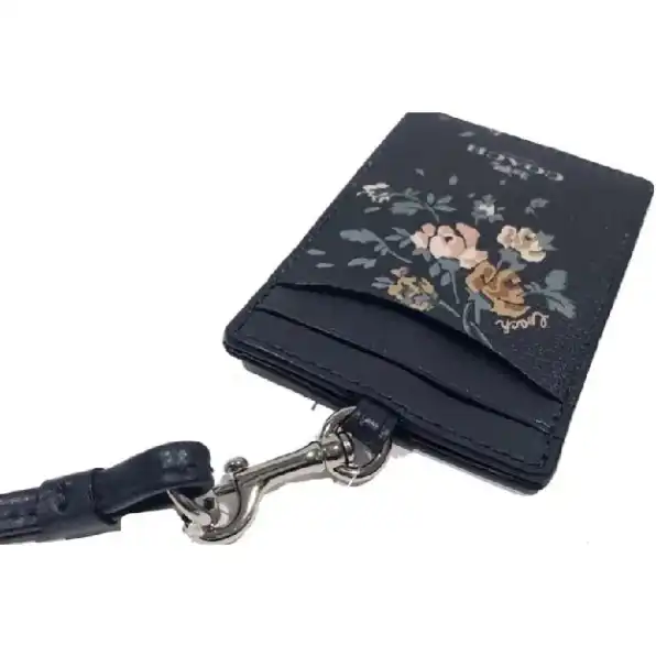 Coach ID Lanyard In Signature Black Flower 91792