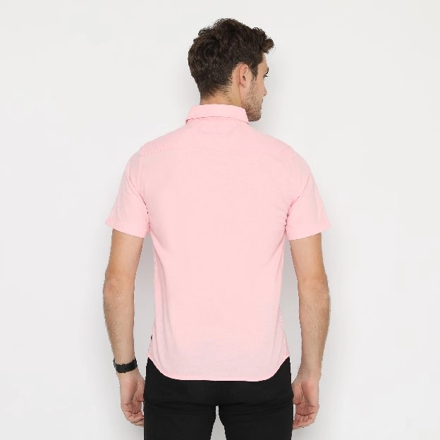 RICARDO oxford pink lengan pendek