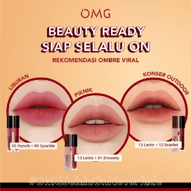 Paket Ombre Lips OMG | Lipcream OMG Ombre Coffee Edition| Lipcream OMG | Ombre OMG Lip Cream | Ombre