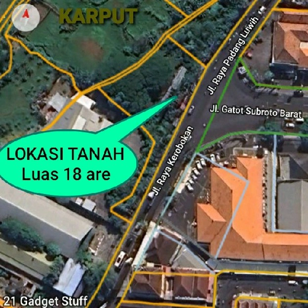 Dijual 18 are, Jl. Raya Padang Luwih Tiara GATSU Barat Kerobokan Kaja Kuta Utara