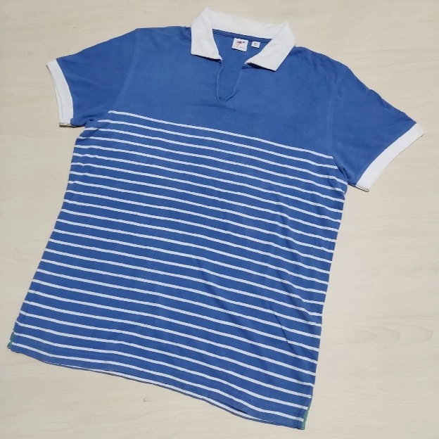 Uniqlo x Michael Bastian kaos kerah v neck blue stripe original second