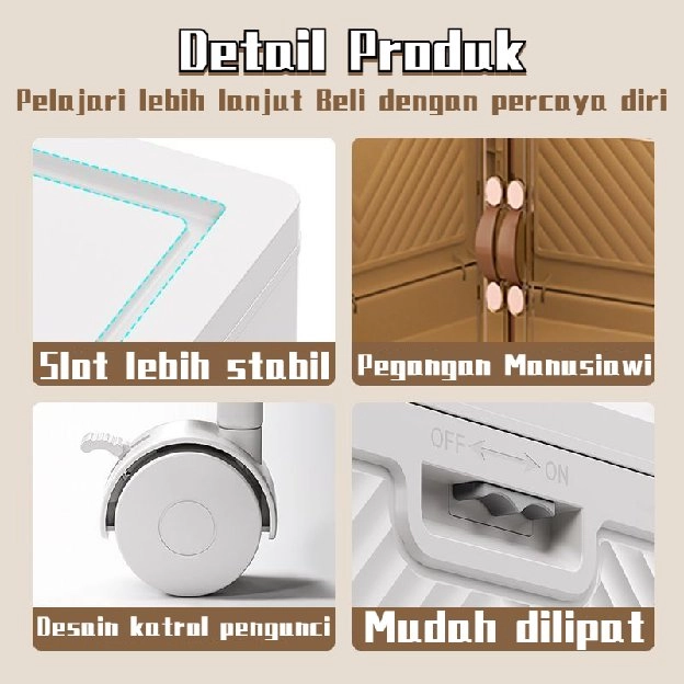 Pintu ganda Kotak penyimpanan kotak penyimpanan mainan plastik Serbaguna lipat Pakaian box storage p