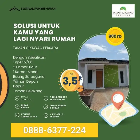 Perumahan Subsidi Majalaya Bandung Selatan | Taman Cikawao Persada | Dekat Rumah Sakit Ebah majayala