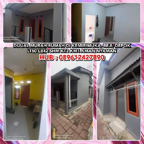 DIJUAL MURAH RUMAH DI BEJI, DEPOK.LT50 LB42 SHM KT2 KM1 AMAN NYAMAN.H:089612427890