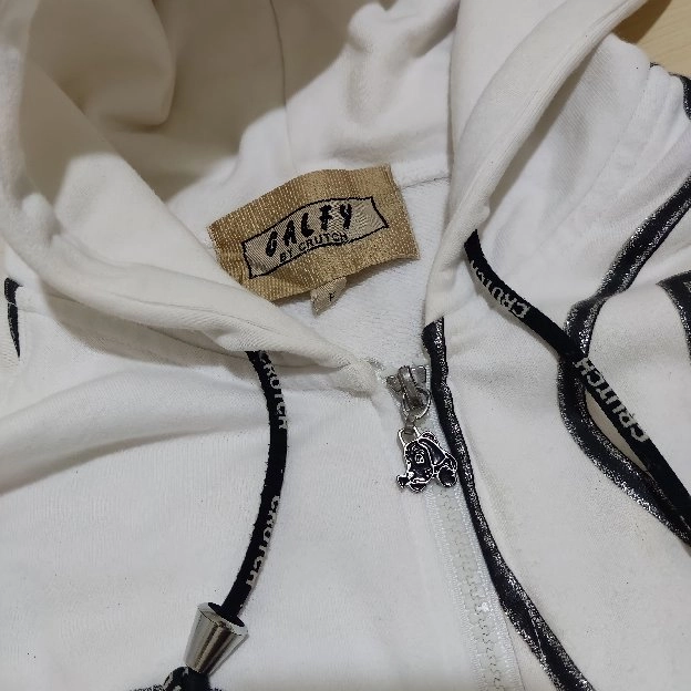 Jaket zipper vintage GALFY Critch NY white colour original second