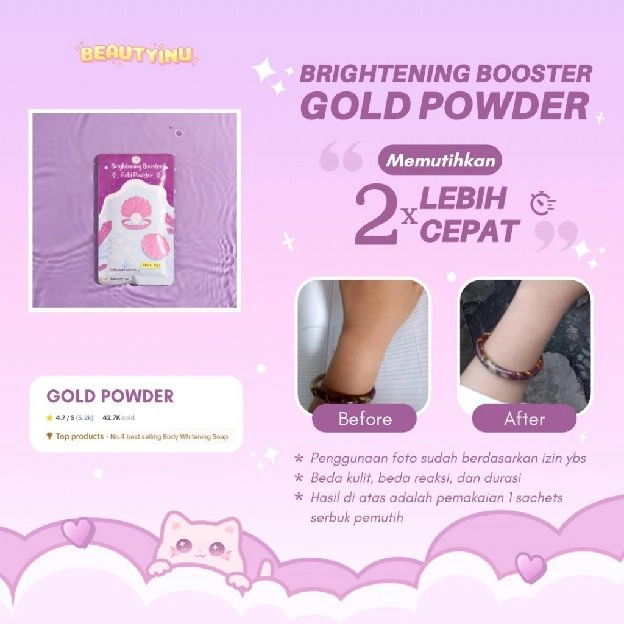 Brightening Booster Gold Powder Serbuk Pemutih Badan & Wajah 25 Gram