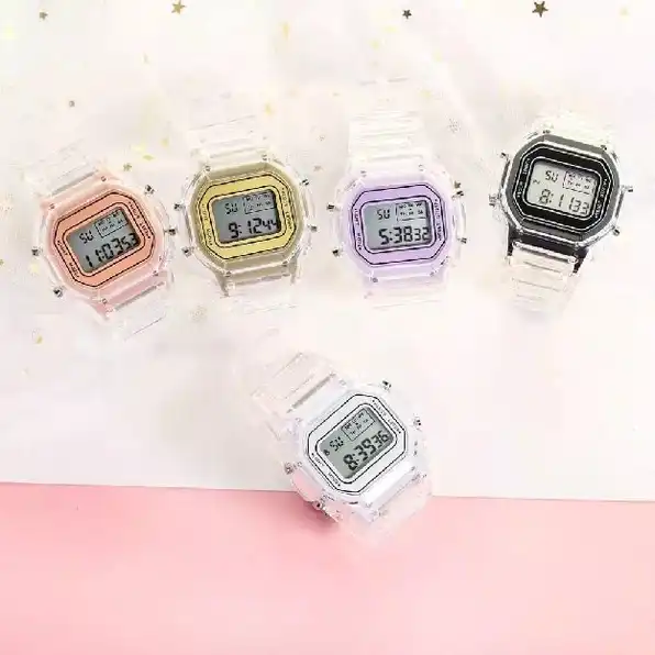 Jam Tangan Wanita Fashion Korea Style Digital Sport tali transparan