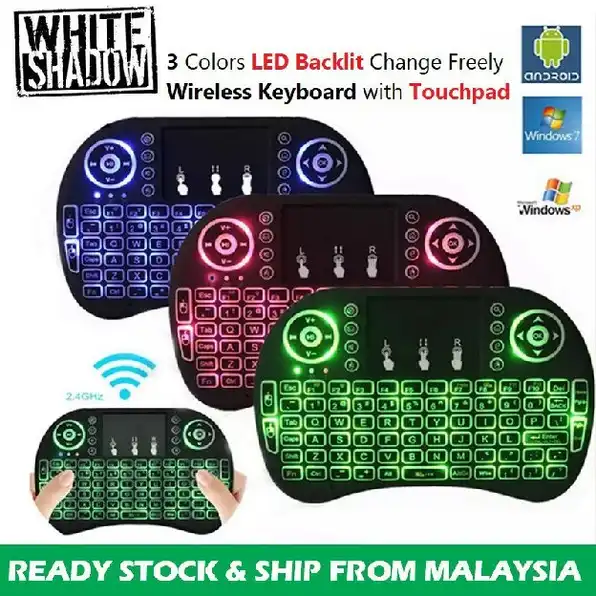 [TERMURAH] KEYBOARD AIR MOUSE I8 MINI KEYPAD WIRELESS TOUCHPAD BACKLIGHT RAINBOW