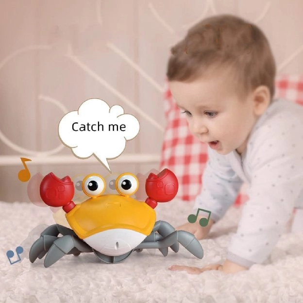 Cute Crawling Crab Baby Toy with Music and LED Light Up Rechargeable Interactive Parent-child Childr