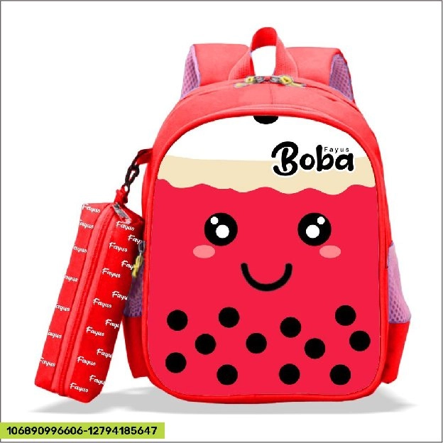 RANSEL ANAK KULIT BOBA RANSEL ANAK TEBAL MOTIF BOBA