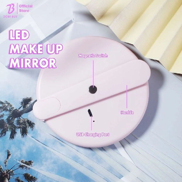 Lampu LED Mirror Cermin Make Up Bulat Dengan Lampu LED / Make Up LED Mirror Standing / Cermin Lipat 