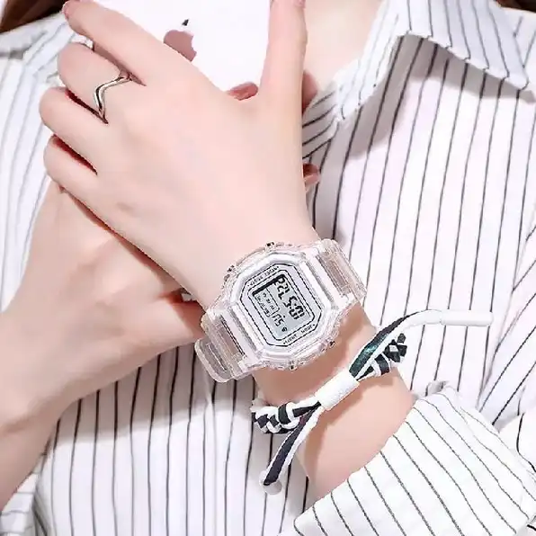 Jam Tangan Wanita Fashion Korea Style Digital Sport tali transparan