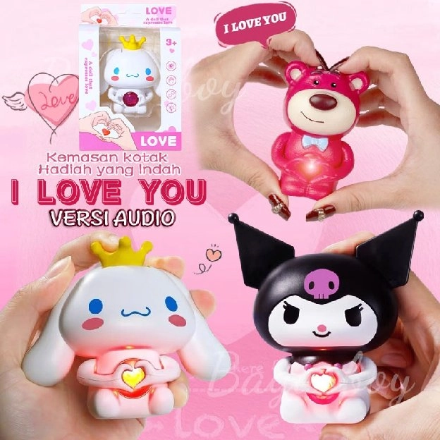 [Audio]I LOVE YOU Lotso Cinnamoroll Lamp Kawaii 3D Sanrio Moon Night Light Figure Kartun Lampu LED L