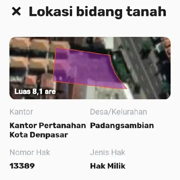 Dijual 8,1 are, Jl. Mahendradata UTAMA Padangsambian Klod Denpasar