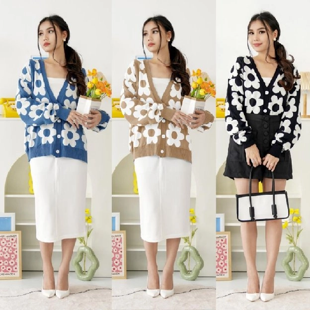 Cardigan Rajut Flower Daisy