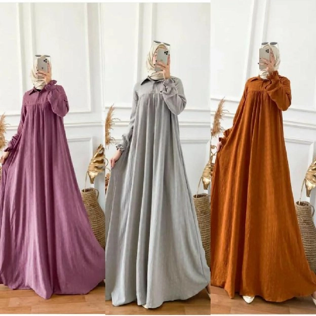 Anisa Maxy Gamis Crinkle Airflow Polos LD 110