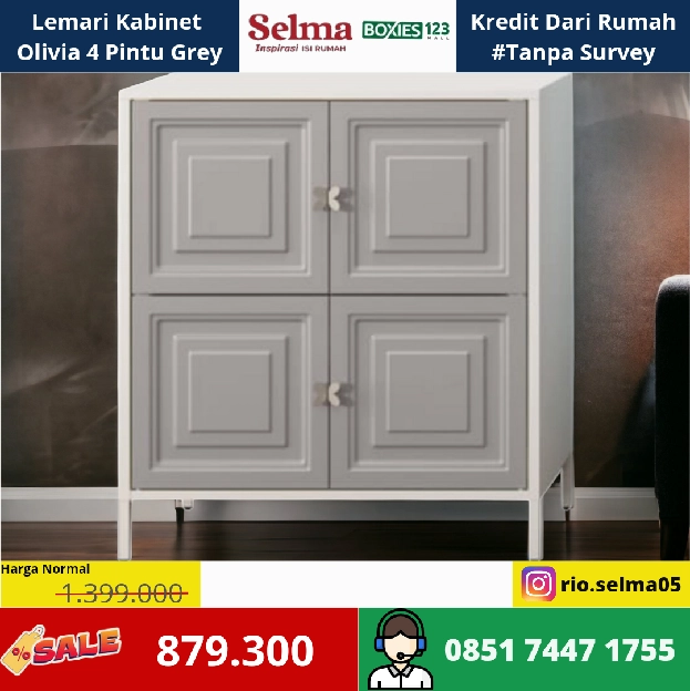 Lemari Kabinet Olivia 4 Pintu Grey 