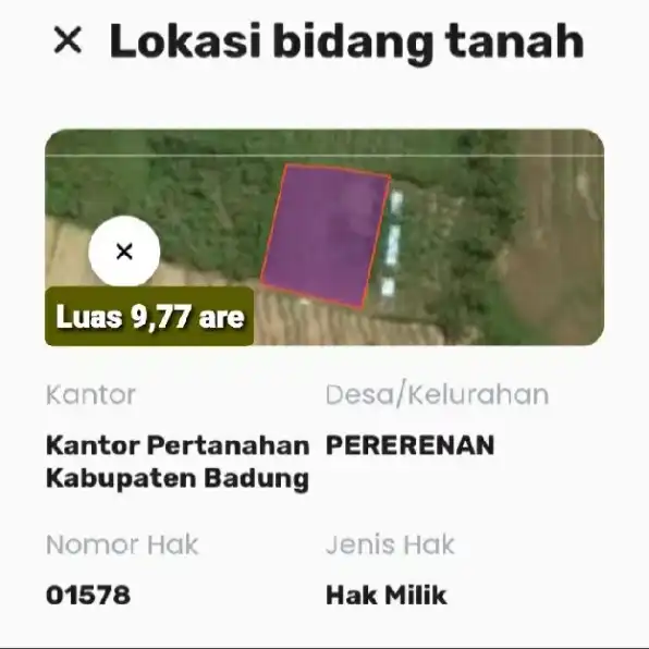 Dijual 9,77 are, Jl. Babadan Pantai LIMA Pererenan Mengwi