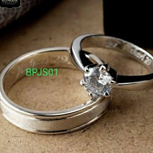 cincin kawin perak handmade mikrosetting asli 