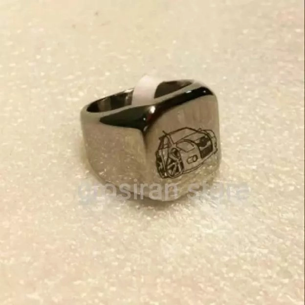 cincin titanium silver bisa custom logo ukir nama gambar tulisan foto grafir laser 