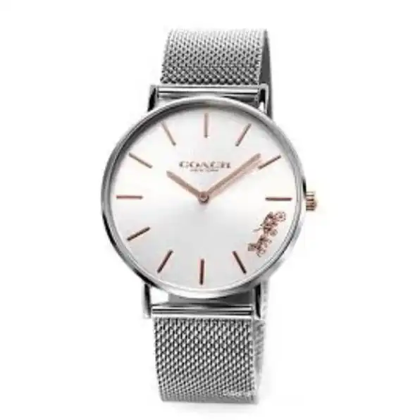 Jam tangan COACH WOMEN PERRY GREY IP STEEL MESH BRACELET WATCH (C14503124) 