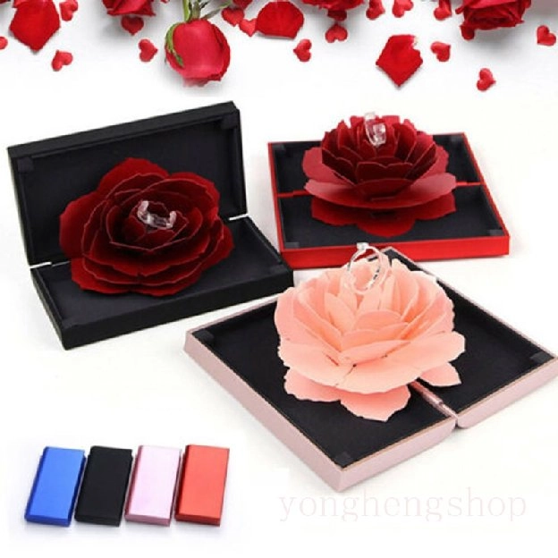 Kotak Penyimpanan Cincin Bentuk Bunga Mawar 3d Pop Up Untuk Hadiah Valentine