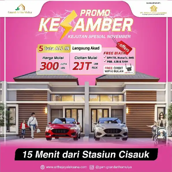 Grand Artha Mulya Free KPR Free Asuransi Free Indihome. Rumah Komersil SHM Di Cisauk