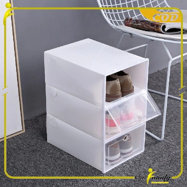 Kotak Sepatu Lipat Transparan Tebal Shoes Storage Box Organizer Rak Sepatu Plastik Susun