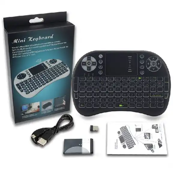 [TERMURAH] KEYBOARD AIR MOUSE I8 MINI KEYPAD WIRELESS TOUCHPAD BACKLIGHT RAINBOW