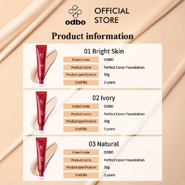 [BPOM]OdbO FV original Cover Foundation 30g original Perfect Magic flawless and long-lasting makeup 