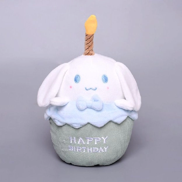 New Sanrio Cartoon Birthday Cake Shape Kuromi Melody with Musical Candle Plush