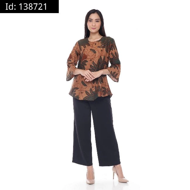 HBW Blouse Batik Wanita Kode-004 Coklat HitamAsli batik Pekalongan