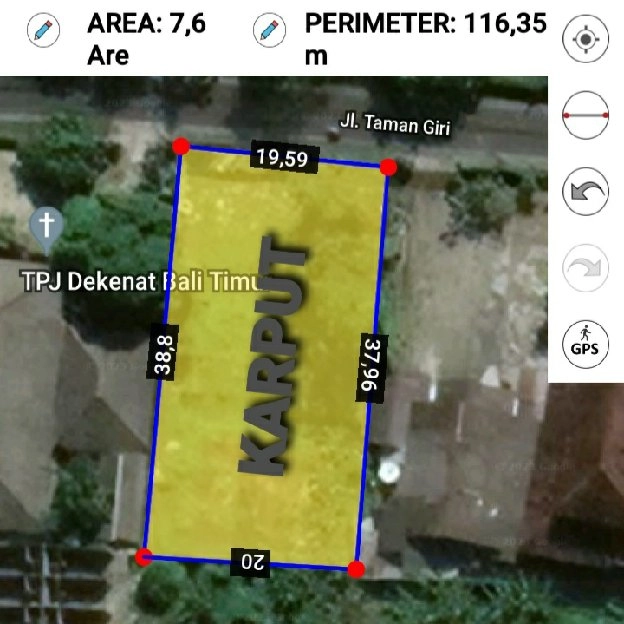 Dijual 7,6 are, Jl. Taman Giri Taman MUMBUL Bypass Ngurah Rai Benoa Kuta Selatan