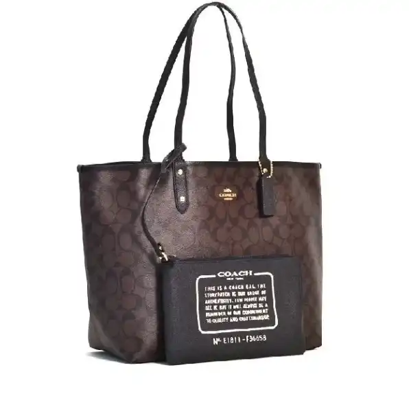 Tas Coach Reversible City Zip Tote In Signature Canvas (C36658)