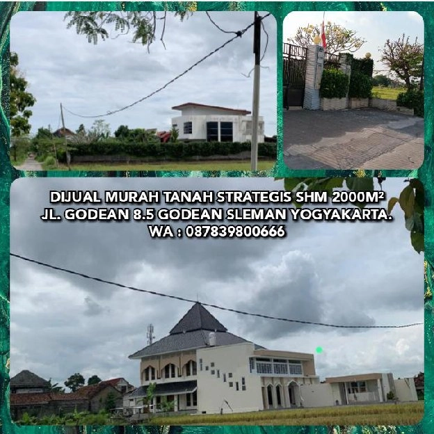 DIJUAL MURAH TANAH STRATEGIS SHM 2000M² JL. GODEAN 8.5 GODEAN SLEMAN YOGYAKARTA.WA : 087839800666