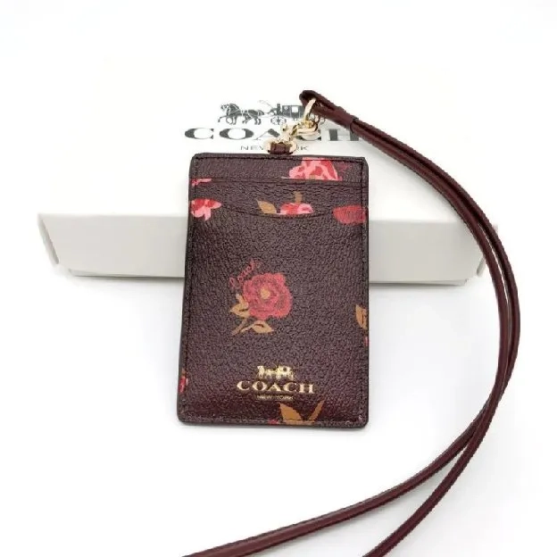 Coach ID Lanyard In Flower Brown Signature (C 67527)