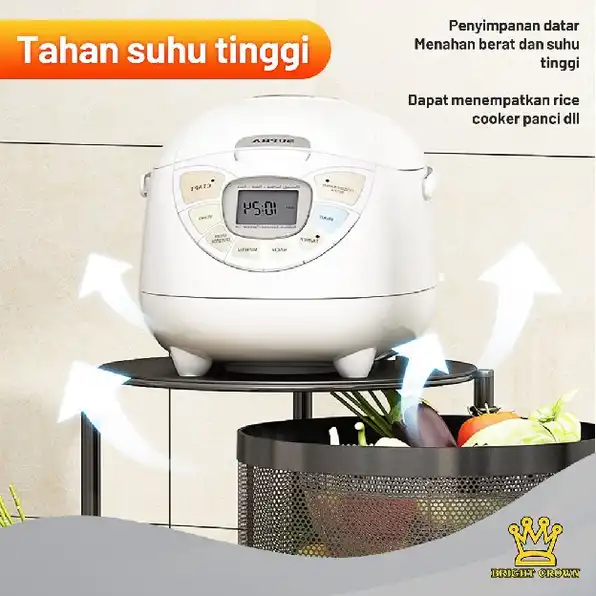 Rak Susun Besi Dapur Serbaguna Tingkat Model Bulat / Rak Troli Susun Putar / Rotary Multilayer Organ