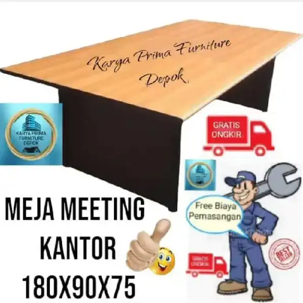 Meja Meeting Rapat Kantor ukuran 180x90x75 kuat dan awet spesial 1.400.000 free ongkir free pasang 