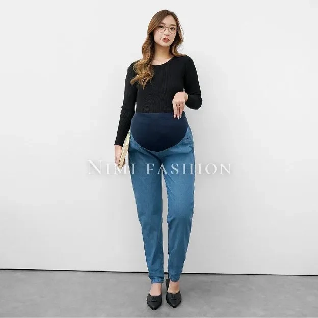 Celana Hamil Jeans Wash Jumbo Bawahan Bumil Denim kekinian