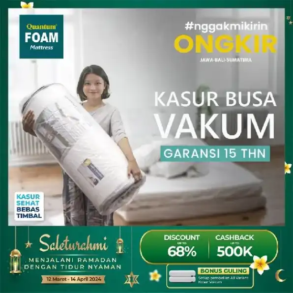 Quantum Kasur Busa Vakum Bonus Sprei & Bantal [FREE ONGKIR JAWA BALI]