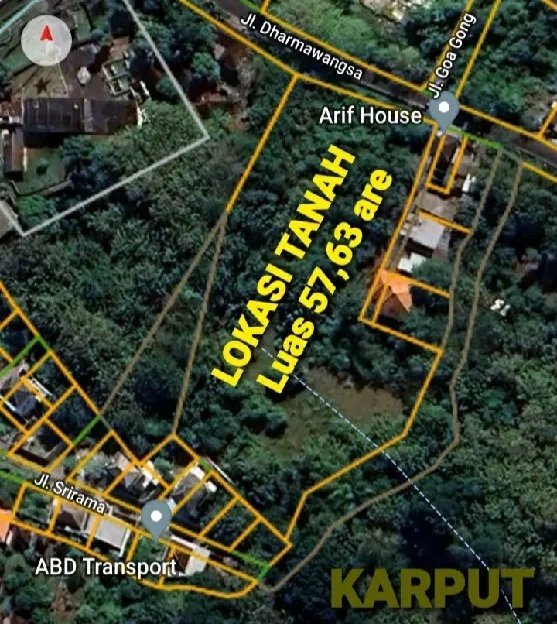 Dijual 57,63 are, Jl. Dharmawangsa GOA GONG Ungasan Kuta Selatan