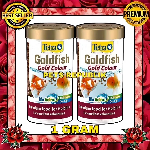 MAKANAN IKAN • PR PELET TETRA GOLDFISH GOLD COLOUR FISH FOOD 1 GRAM