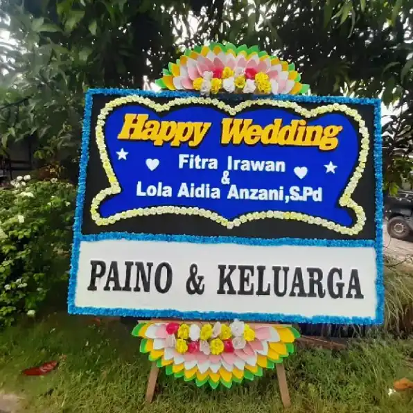 Papan Bunga Happy wedding Tj Morawa 0813-7005-8750 Lisbet Florist